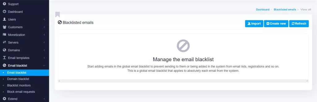 Mailwizz tutorial Email Blacklist Upload