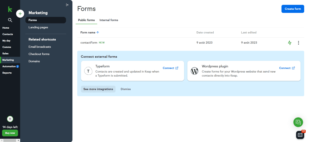 keap crm reviews features forms