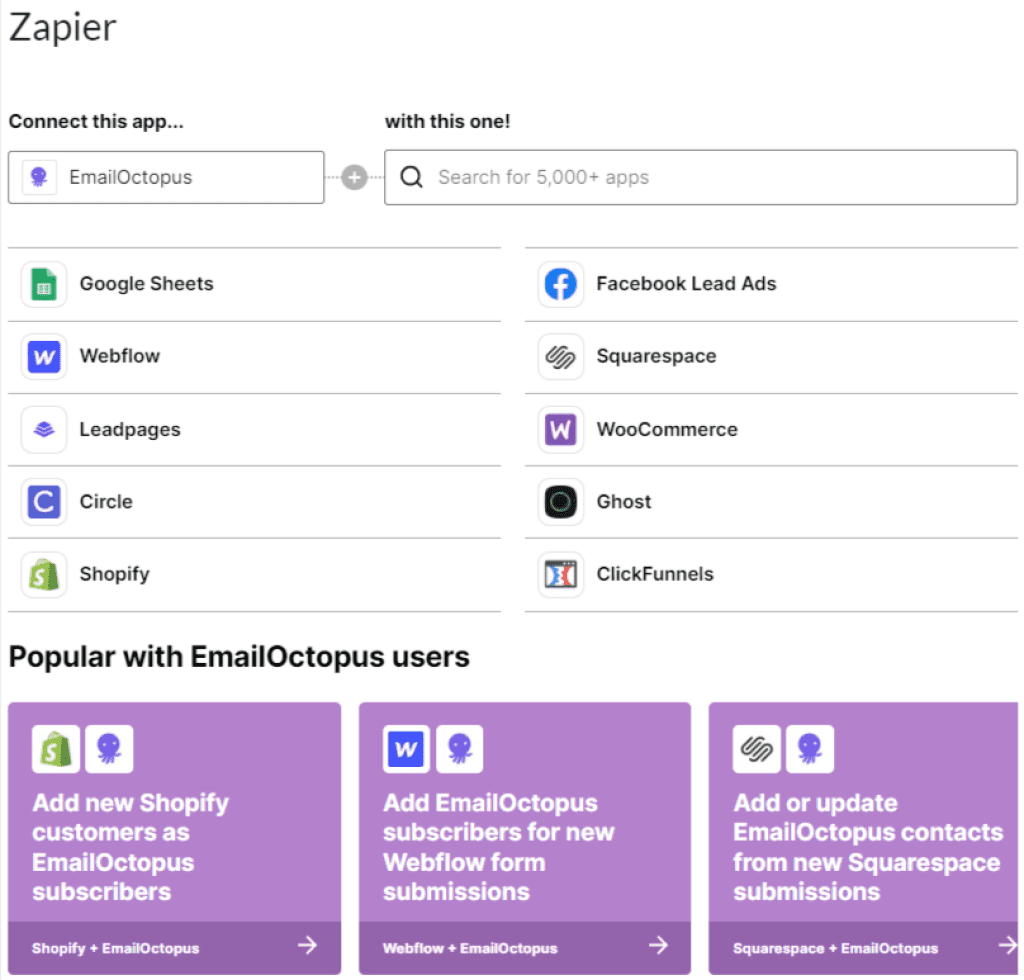 emailoctopus zapier integration