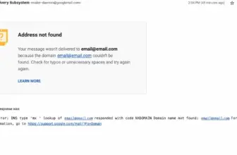 Email address not found error message