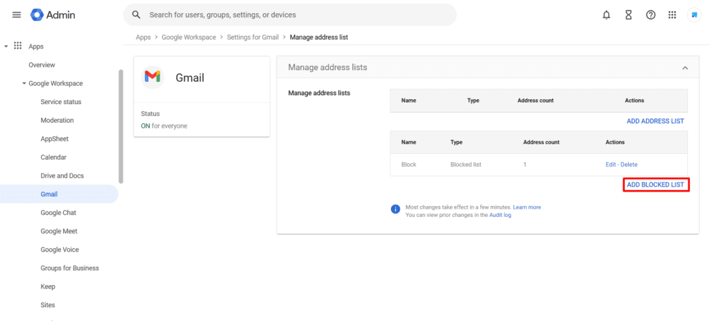 image 4 Google Workspace Suppression List